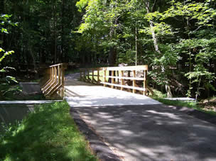 A bridge breaking up the Town and Country path