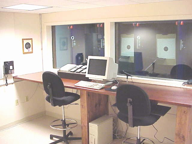 A view of the shooting range from the inside of the separated office