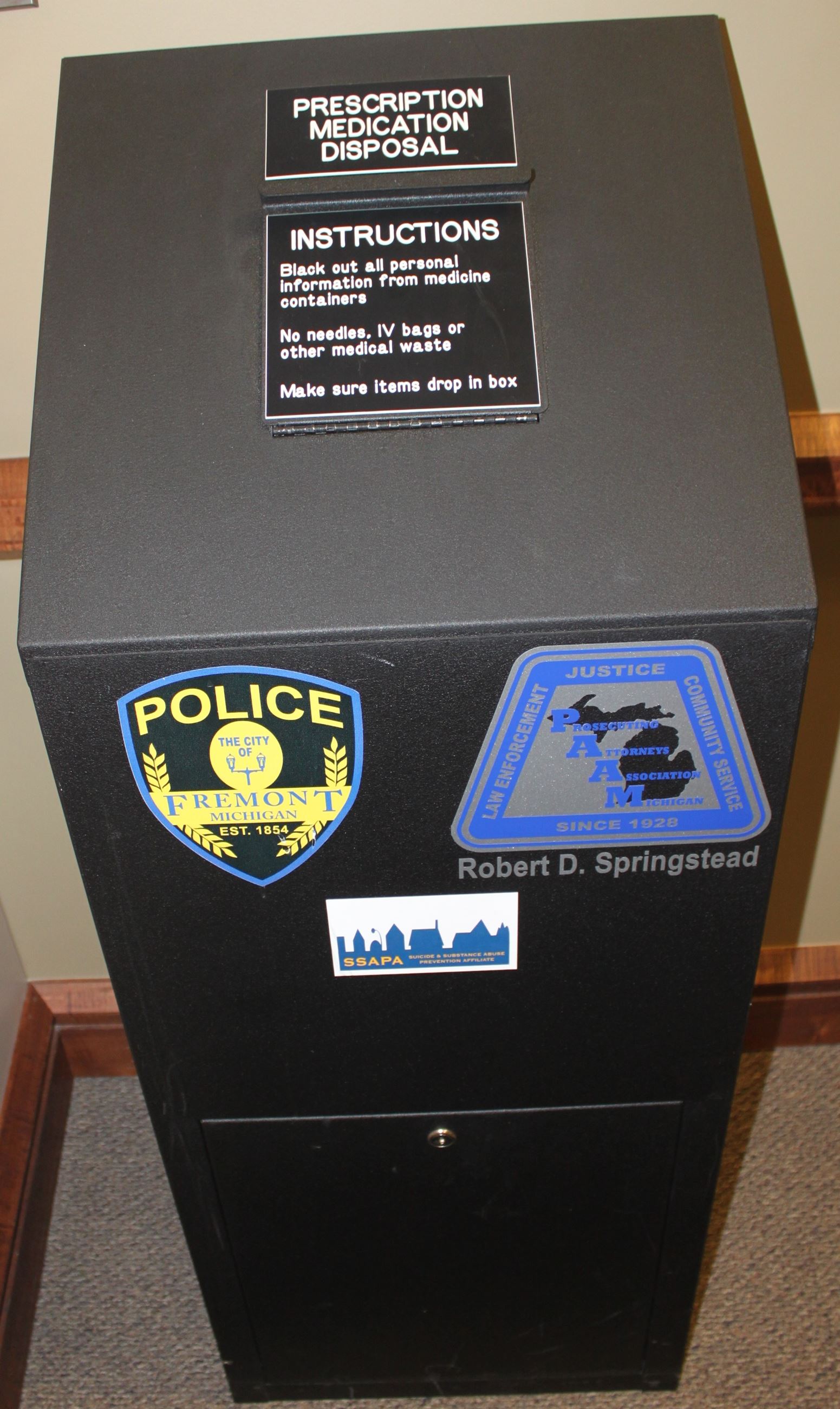 Medication Drop Box for disposal of unused/unwanted drugs