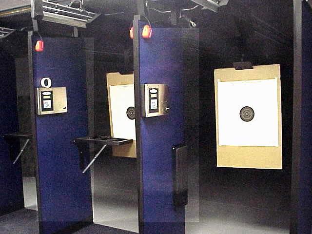 A view of individual stalls in the indoor shooting range